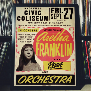  - FRAMED CONCERT POSTER - Aretha Franklin - Sept. 27, 1968 - Civic Coliseum - Knoxville, Tn - USA